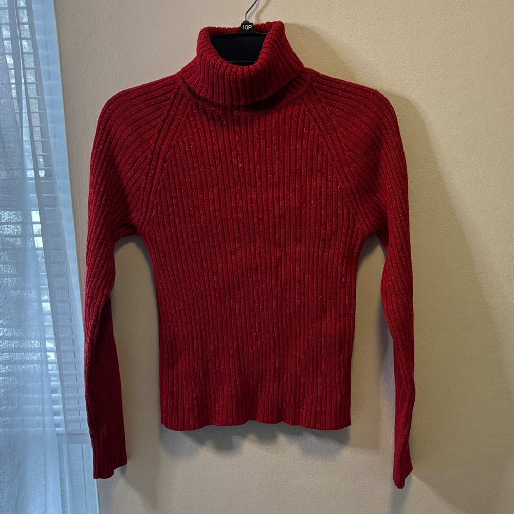 Aeropostale Red sparkly Cowl Neck Sweater Small